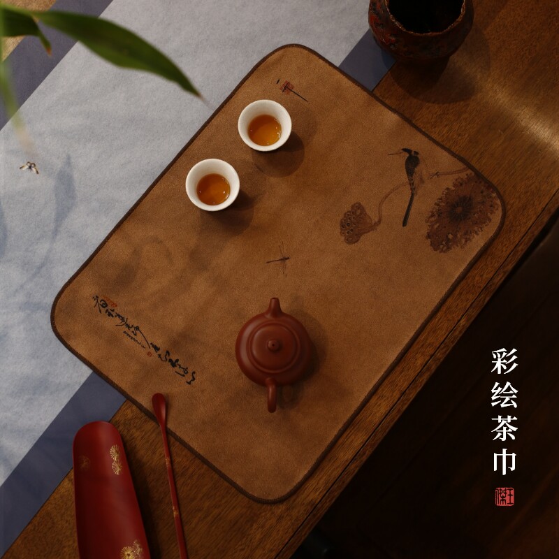 中式加大超厚吸水茶巾茶布吸水加厚茶具毛巾茶几茶桌布抹布茶台