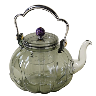 莲影壶海棠大漆紫珠高硼硅玻璃可电陶炉带内胆煮茶壶泡茶壶提梁壶
