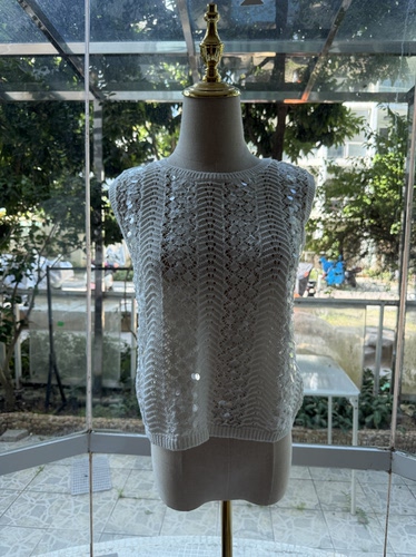 高端女装精品针织镂空亮片小背心