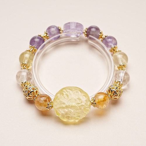 烟粉莲漓高货天然黄塔晶白水晶