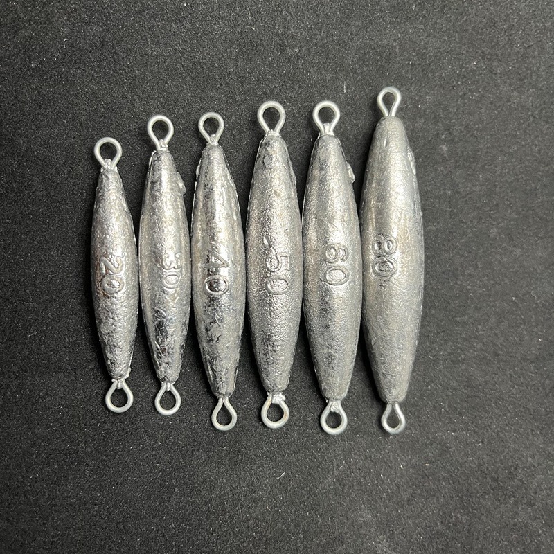 抛杆抛竿长条形海竿海杆双环铅坠橄榄铅锚鱼铅坠底水阻铅坠挂鱼铅