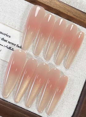 网红手工穿戴甲2025新款高级感中长款新娘甲片穿戴款美甲指甲贴片