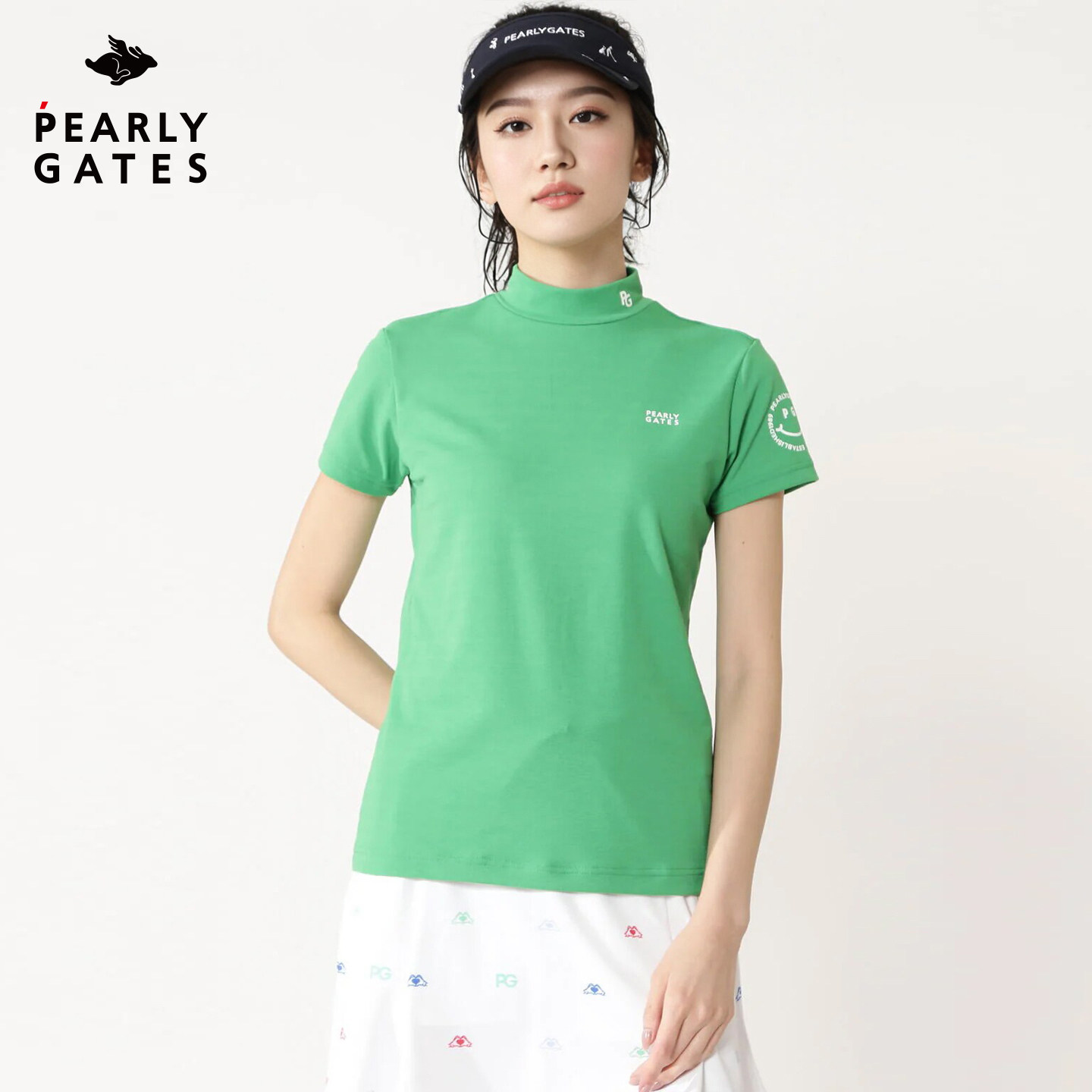 PearlyGates高尔夫服装夏季新款日本制女士立领短袖套头衫短袖T恤
