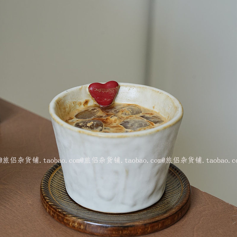 日式复古粗陶猪口杯咖啡杯