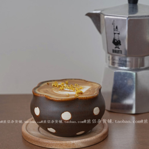 复古手作波点花口蛋杯咖啡杯