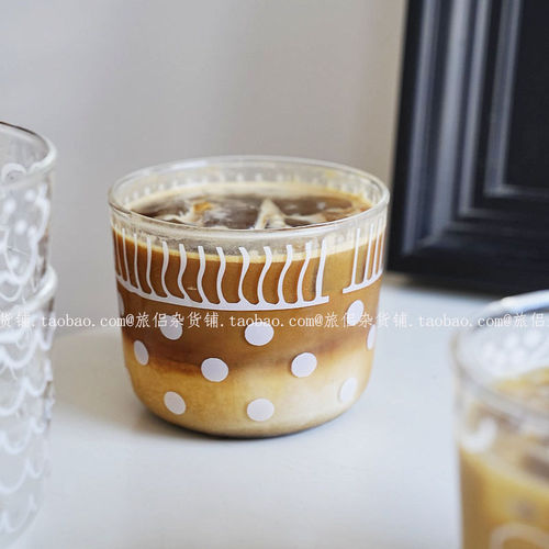 复古波点高硼硅玻璃杯咖啡杯