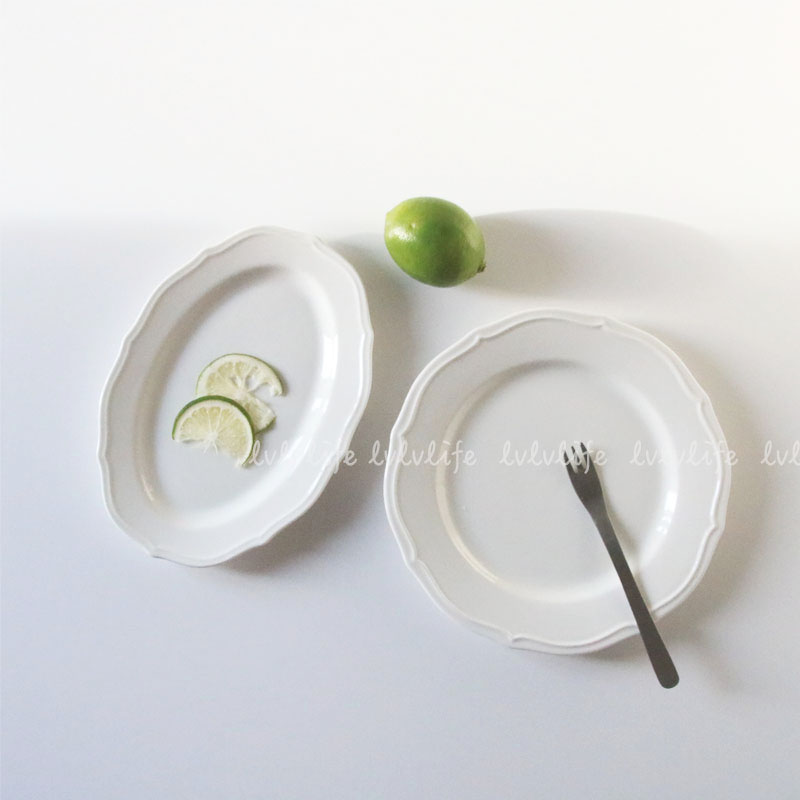 Travel partner ins retro lace white dessert ceramic plate