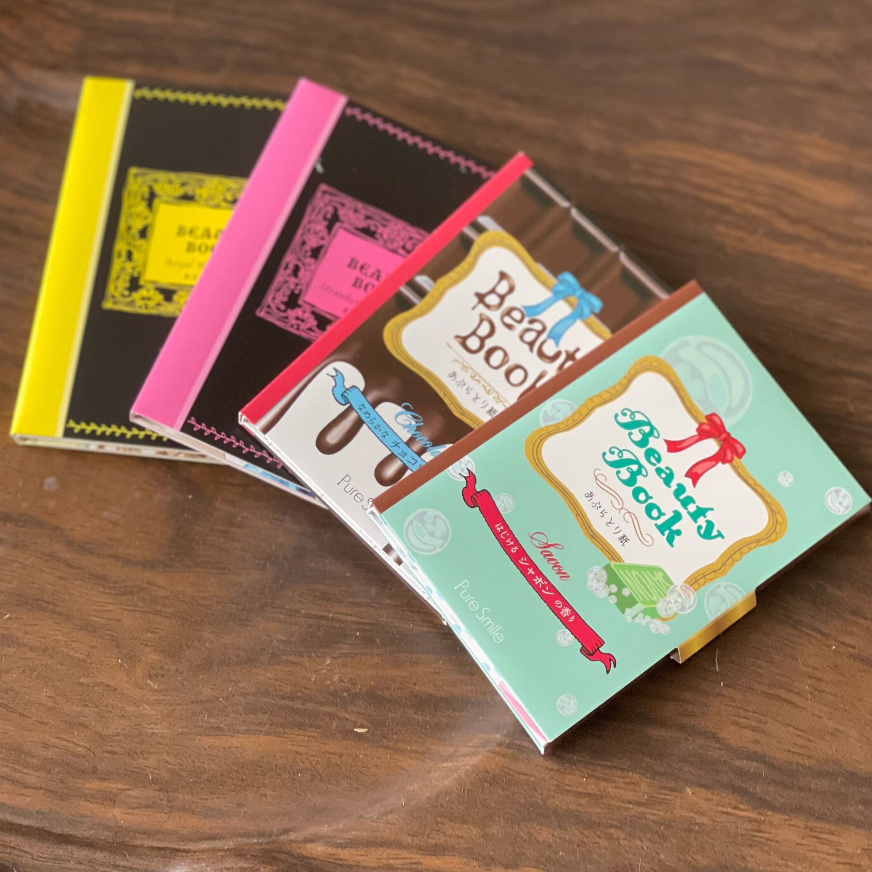 日本pure smile 书本型3d 立体美浓和纸式吸油纸 附小镜100枚 4款