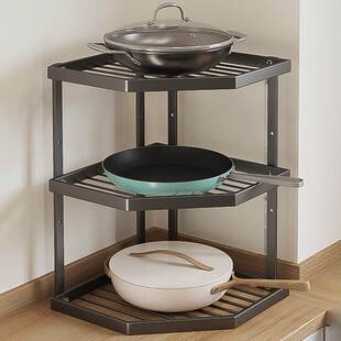 厨房置物架三脚架锅架多层整体橱柜分层下水槽转角架锅具置物架