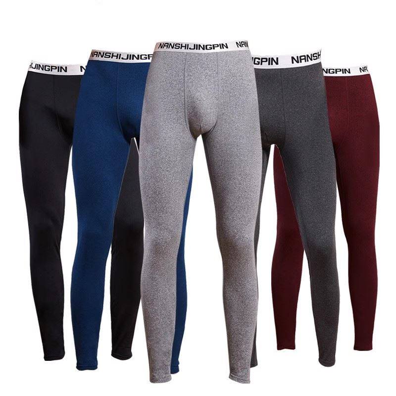 男士秋裤无痕弹力薄款修身打底线裤保暖秋冬青年中腰单件紧身暖绒