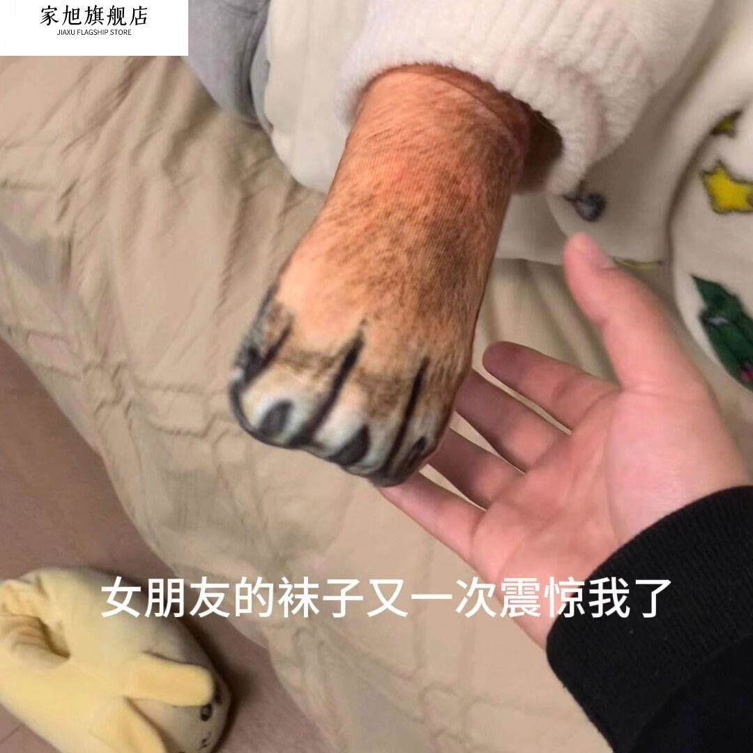 3D动物袜子彷真搞怪袜猫爪狗爪袜老虎印花袜子网红同款个性长筒袜
