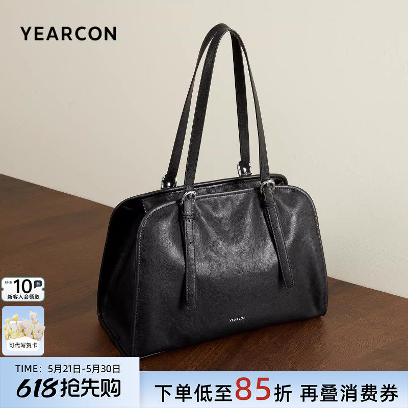 意尔康包包女新款托特包大容量通勤包高级感手提波士顿包保龄球包
