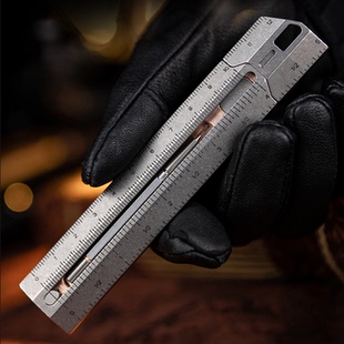TITANER北斗作钛合金直尺卡尺3.0对数计算尺随身笔刀模块化推牌尺