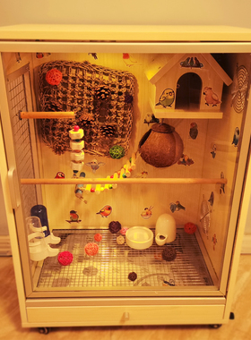 芈时柒家用实木生态板鹦鹉笼子鸟笼成年玄凤繁殖观赏笼DIY造景笼