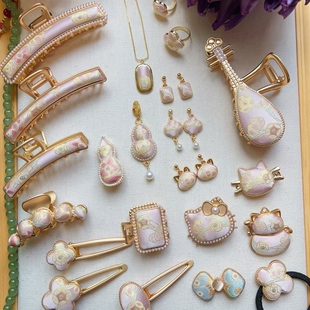 非遗原创新中式国风宋锦真丝纯手工抓夹发夹边夹饰品