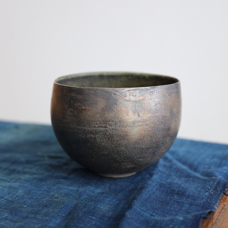 日本陶艺家片濑和宏银彩釉陶瓷抹茶碗日式泡茶碗功夫茶具茶席零配