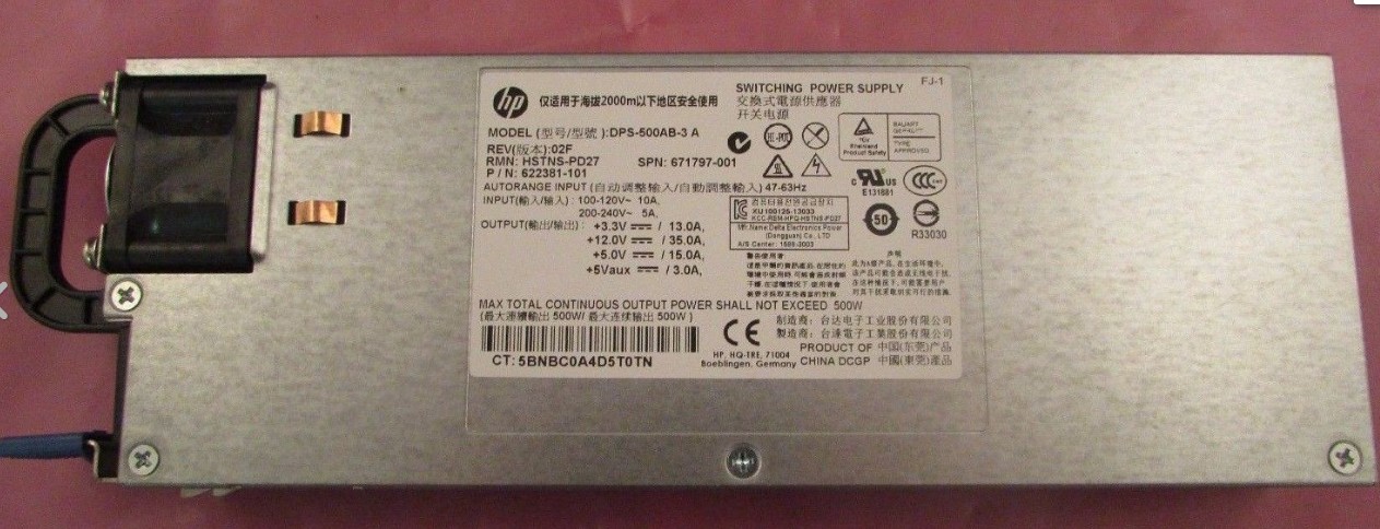 HP DL380/DL360/DL160 G8 DPS-500AB-3 A 622381-101 671797-001
