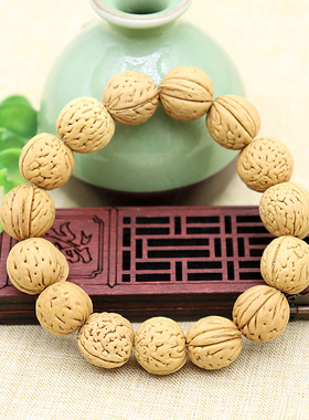 桃核脑纹文玩饰品正圆手串包邮