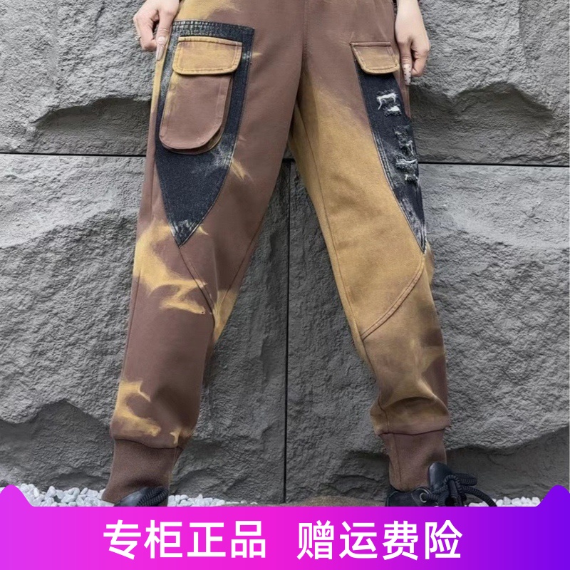 2024秋季新款潮流休闲裤拼接口袋迷彩舒适美式潮牌宽松女裤