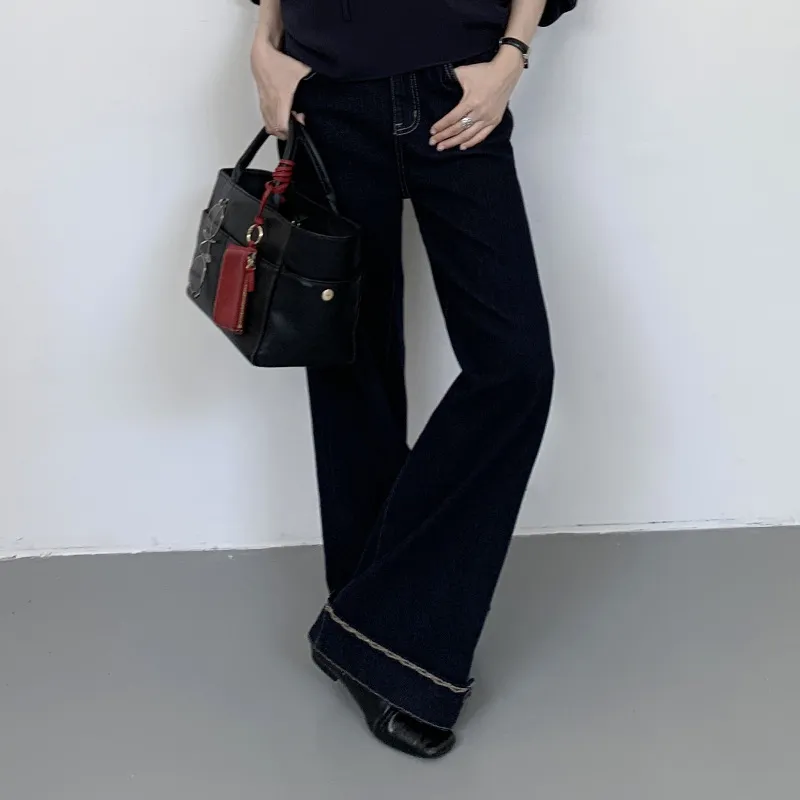 BORAN帛然休闲宽松牛仔裤2025冬季新款高腰百搭阔腿裤女 B2E8006K