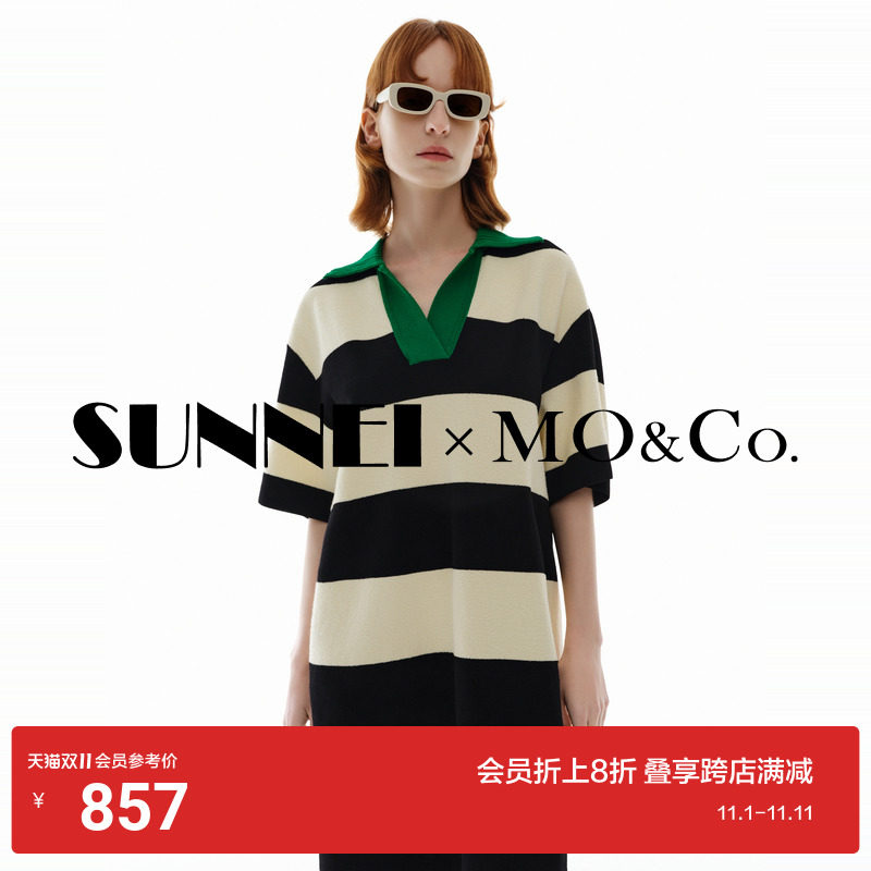�ۻ��㣺�׺���ɫ XS/155 MO&Co.SUNNEI����ײɫ������֯ȹ