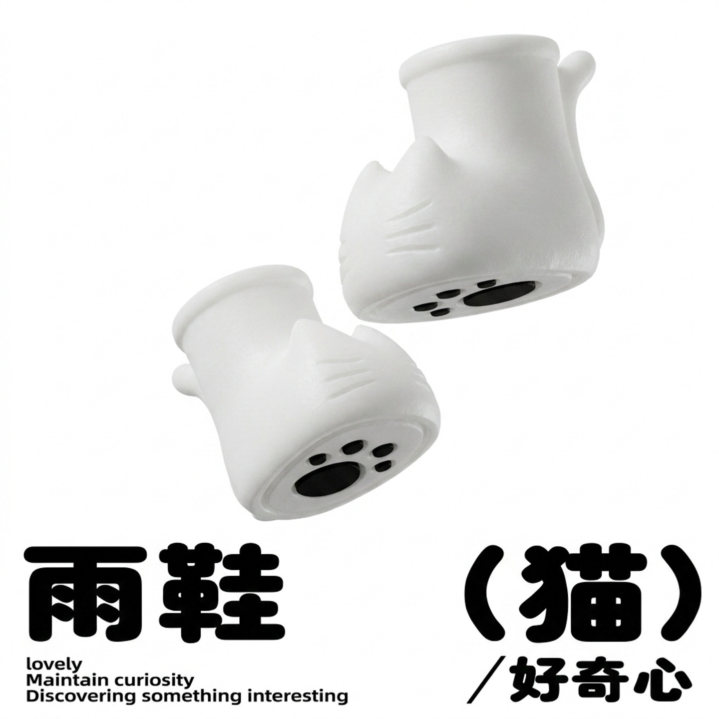 鹿可鹿可猫咪雨鞋BJD娃鞋立体尾巴软胶鞋好穿脱ob11六分矮胖ob24