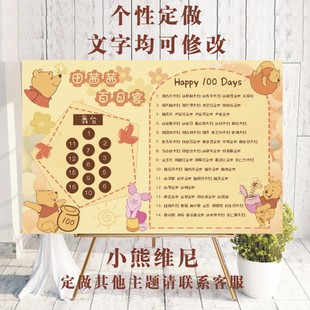 小熊维尼宝宝宴席位图卡海报儿童满月生日排位图座次表指示迎宾牌