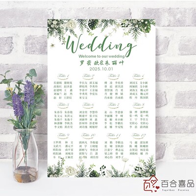 订婚宴座位指引牌婚礼宾客名单