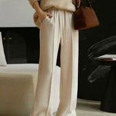 保暖显瘦柔软锁温百搭秋冬垂感神裤 Beau Muse加绒蚕丝羊毛阔腿裤