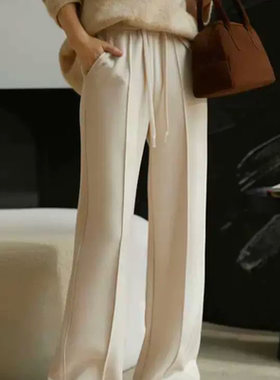 Beau Muse加绒蚕丝羊毛阔腿裤保暖显瘦柔软锁温百搭秋冬垂感神裤