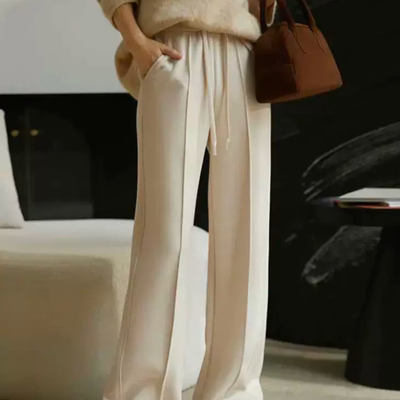 Beau Muse加绒蚕丝羊毛阔腿裤保暖显瘦柔软锁温百搭秋冬垂感神裤