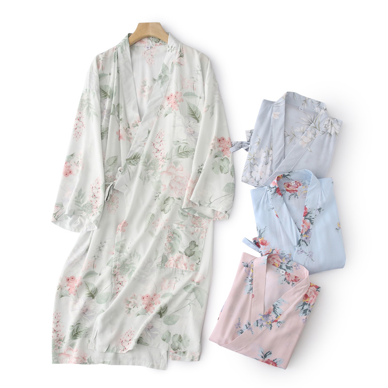 睡裙长袖冰丝日系晨袍夏季和服