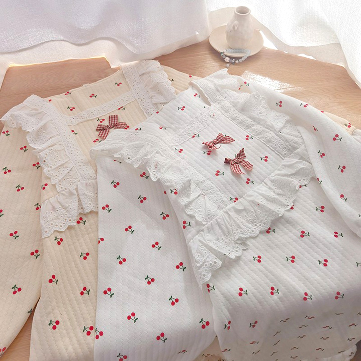 甜美樱桃公主风纯棉空气棉睡裙