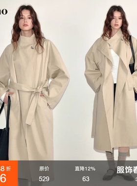 范洛Fano 经典简约慵懒感韩系插肩袖廓形长款风衣外套女春季新款
