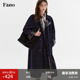 双面心机 撞色格纹 直筒廓形 范洛Fano 中长款 宽松麂皮风衣外套