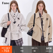 双面呢外套女2025冬季 雅调70绵羊毛牛角扣松弛短款 冬季 范洛Fano