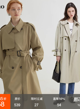 范洛Fano 经典廓形气质风衣外套女中长款经典英伦风系带2026春季