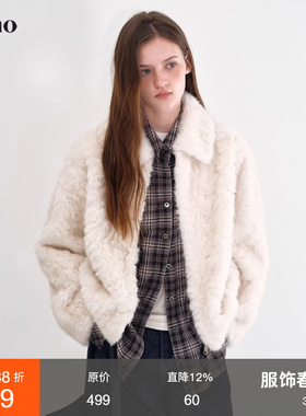 范洛Fano 云端暖绒柔软环保毛翻领宽松仿皮草毛毛外套女2025冬季