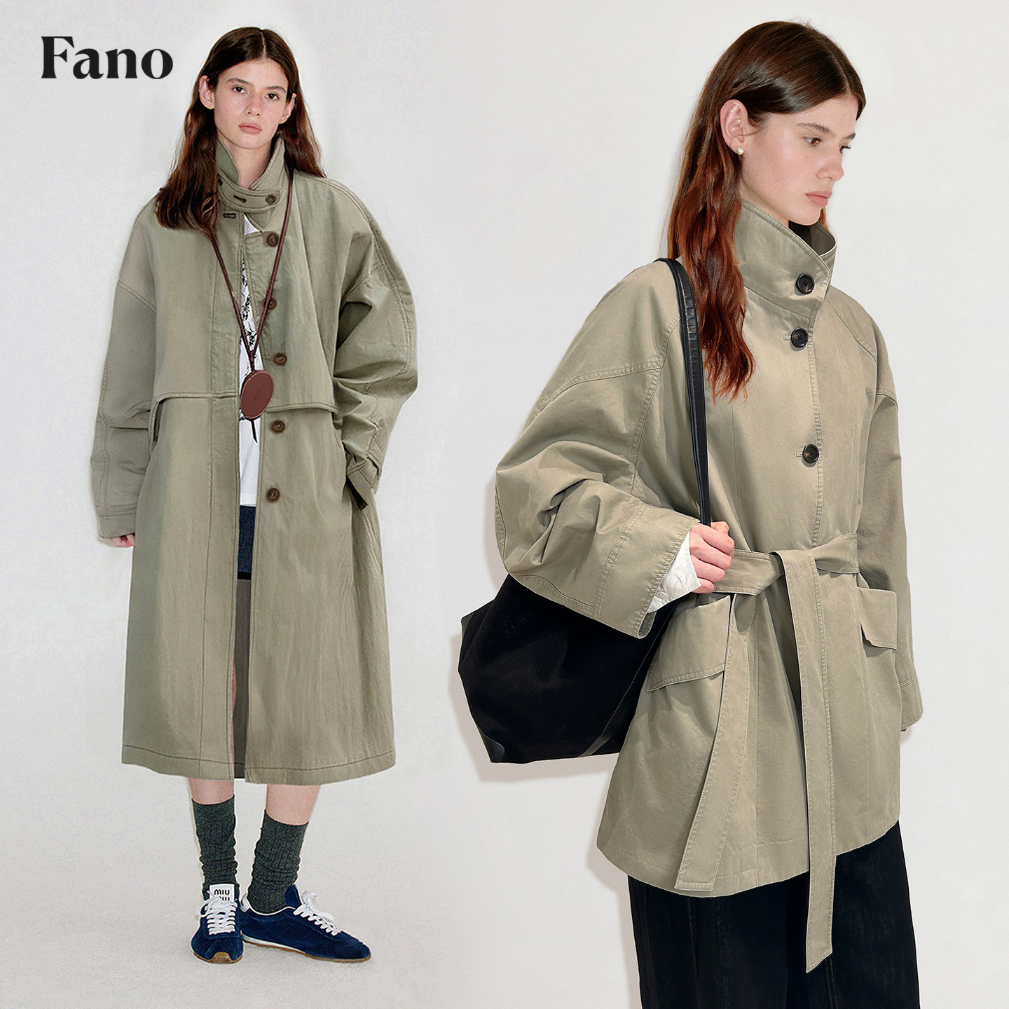 范洛Fano 慵懒氛围感重工分割质感松弛风衣外套女2026春季新款