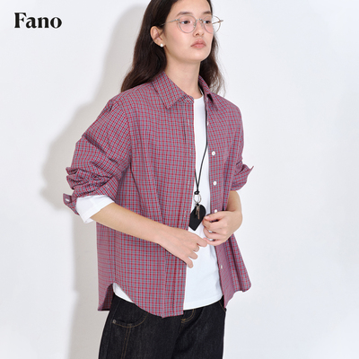 范洛Fano 秋冬百搭亮色MIU感格纹基础格子衬衫上衣女2025秋季新款