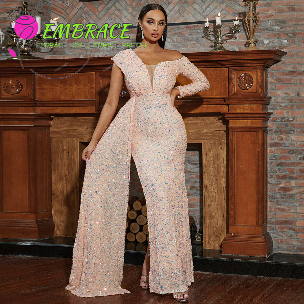 european and american long sleeved temperament sexy long se