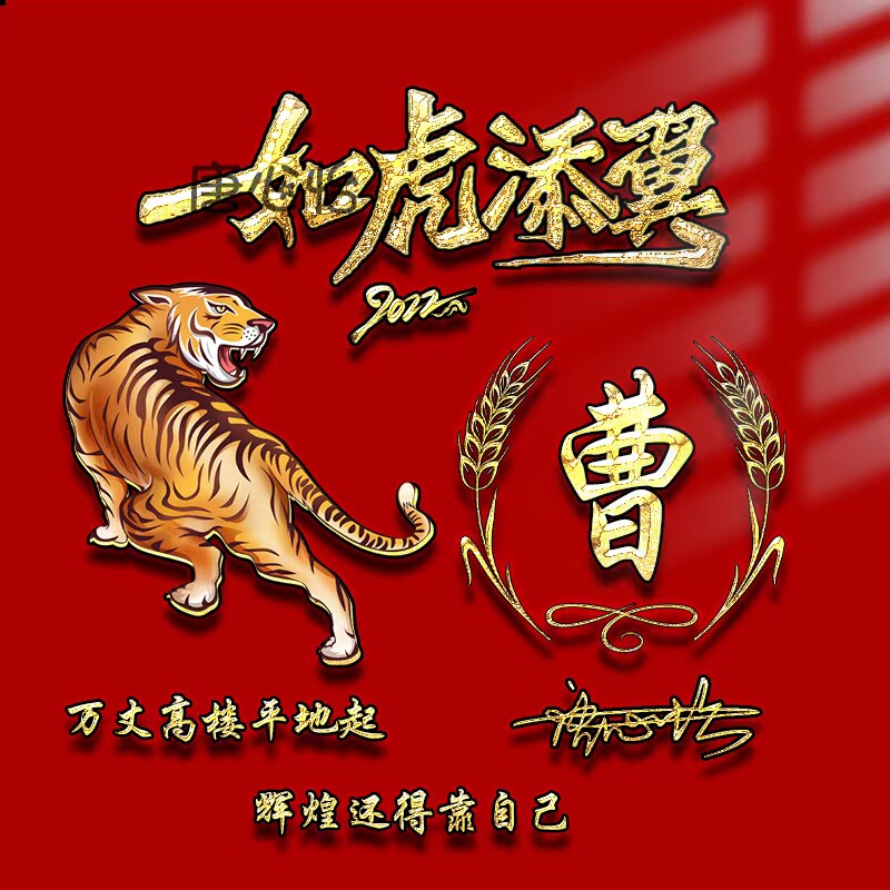 如虎添亿微信头像制作个性签名姓氏头像虎年简约大气暴富头像