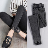 九分小脚小黑裤 小个子八分高腰显瘦大码 女外穿春秋薄款 灰色打底裤