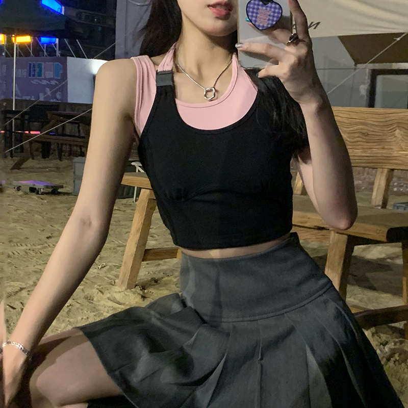 Real shot, real price ~ design feeling, color contrast fake two vests