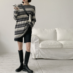 Real price ~ contrast stripe long sleeve T-shirt