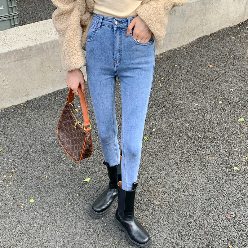 Real price ~ high elastic slim pencil pants jeans