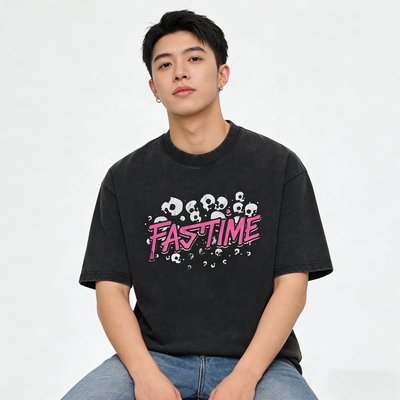 2026新款复古重磅炒盐印花T恤