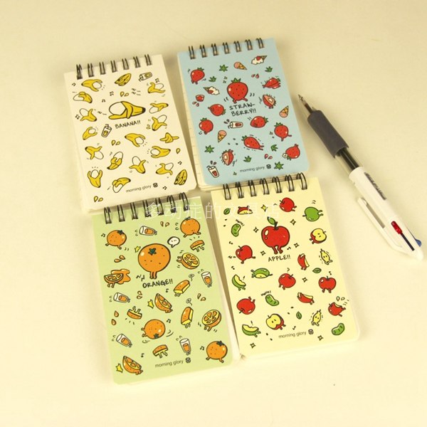 满79免邮 韩国morning glory 水果人上翻线圈随身笔记本记事本