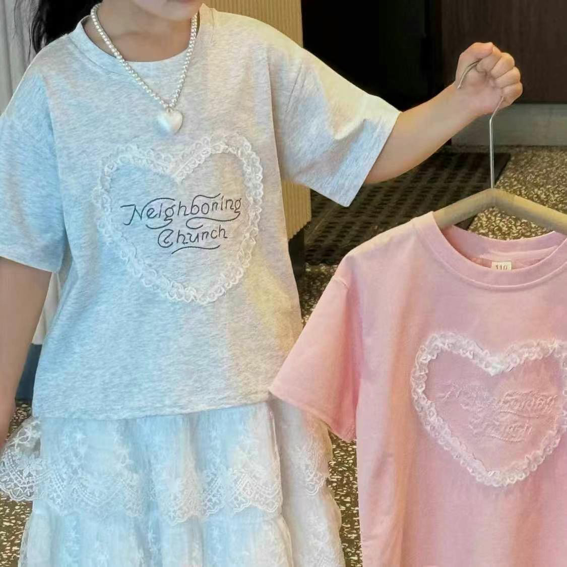 女童夏装2025新款洋气大童短袖T恤儿童夏季潮酷穿搭女孩韩版上衣