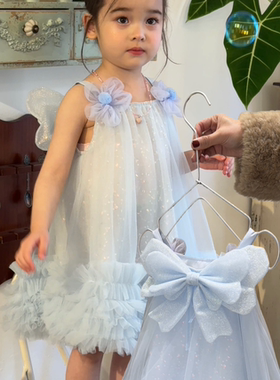 7seven·26夏～蝴蝶仙子裙浅蓝色亮片裙翅膀可拆卸9611